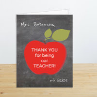 Teacher name | Red apple blackboard thank you