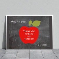 Teacher name | Red apple blackboard thank you