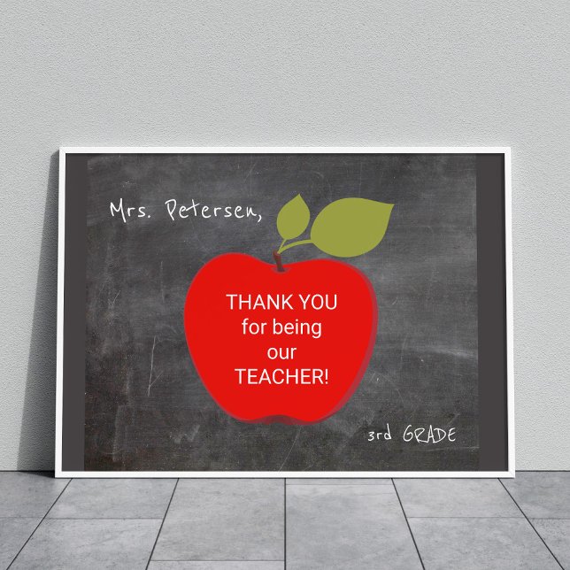 Teacher name | Red apple blackboard thank you Poster (Creator Uploaded)