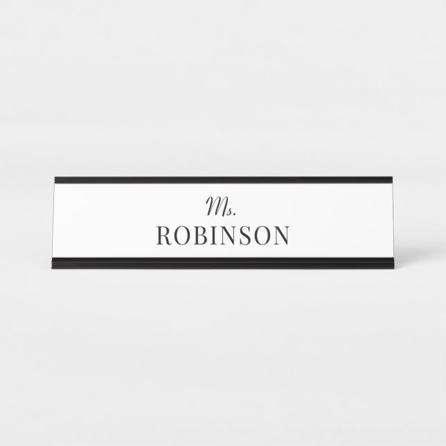 Teacher Name Simple Minimalist  Desk Name Plate (Front)