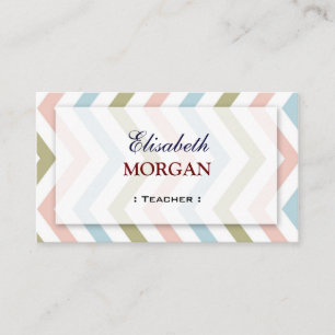Teacher - Natural Graceful Chevron Business Card