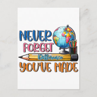 Teacher Never Forget Difference You Have Made Announcement Postcard