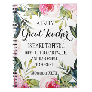 Teacher Notebook Appreciation Thank you gift Quote