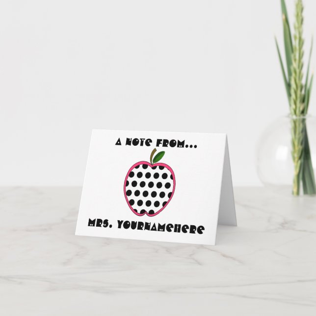 Teacher Notecard - Polka Dot Apple (Front)