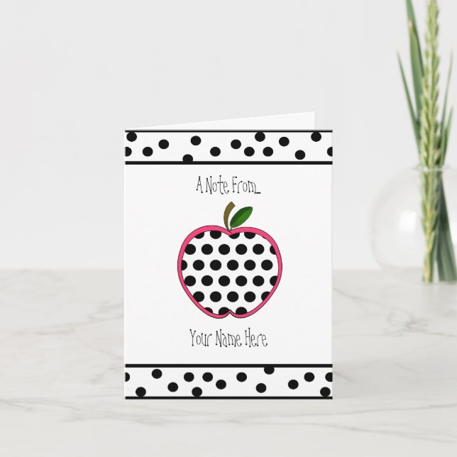 Teacher Notecard - Polka Dot Apple (Front)