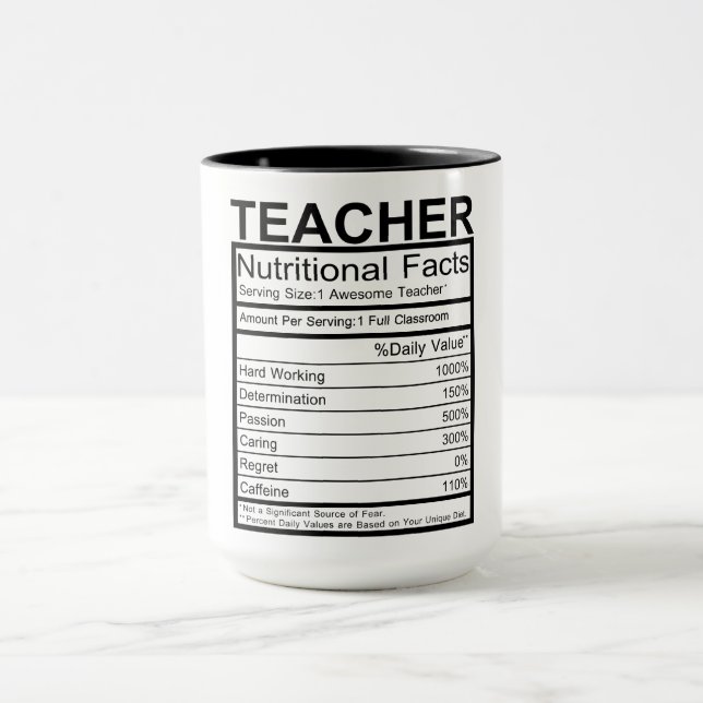 Teacher Nutritional Facts Mug (Center)