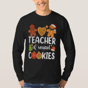 Teacher Of Smart Cookies Cute Gingerbread Christma T-Shirt