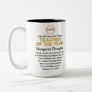 Teacher of the Year Appreciation   Gold & Black Two-Tone Coffee Mug