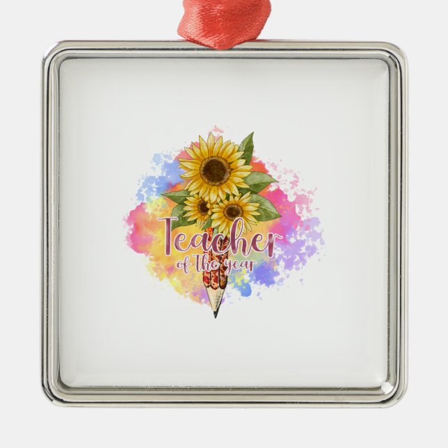 Teacher Of The Year Metal Tree Decoration (Front)