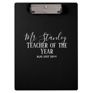 Teacher of the Year Personalised Modern Text Gift  Clipboard