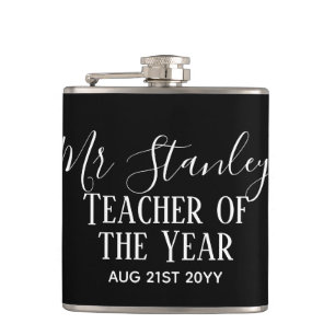 Teacher of the Year Personalised Modern Text Gift Hip Flask