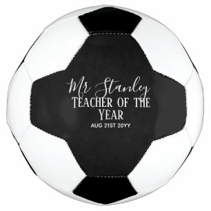 Teacher of the Year Personalised Modern Text Gift Soccer Ball