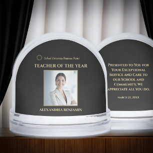 Teacher of the Year Photo Logo Gold Business Snowglobe