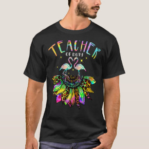 Teacher Off Duty Sunflower Flamingo Tie Dye Vacati T-Shirt