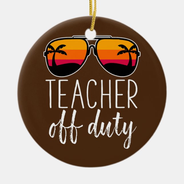 Teacher Off Duty Sunglasses Beach Sunset  Ceramic Tree Decoration (Front)
