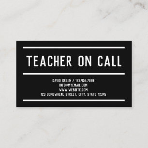 Teacher On Call Tutor Black Business Card