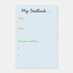 Teacher or student feedback post-it notes