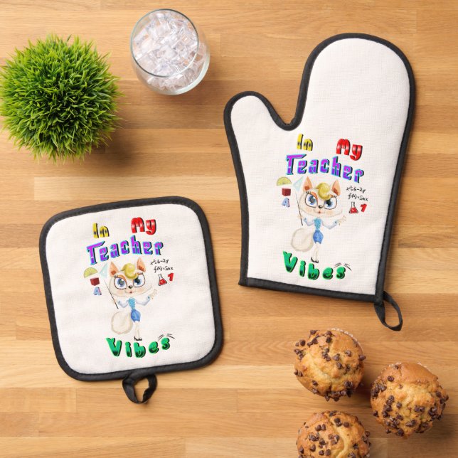 Teacher Oven Mitt & Pot Holder Set (Top Down)