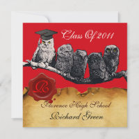 TEACHER OWL GRADUATION PARCHMENT WAX SEAL MONOGRAM