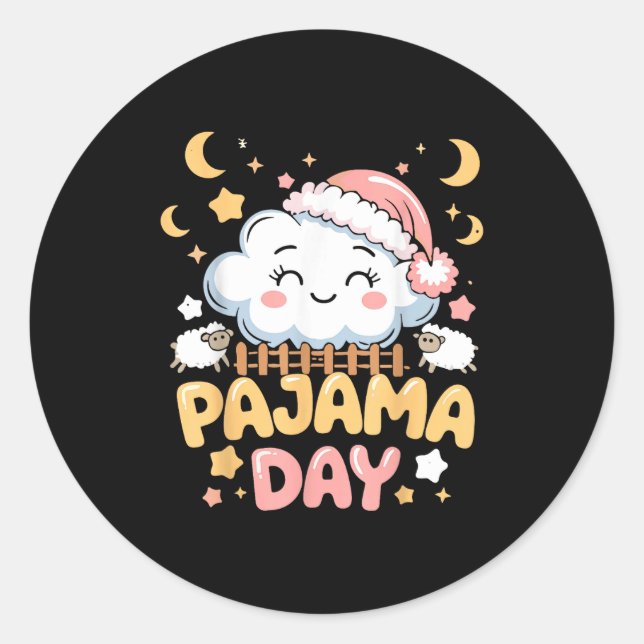 Teacher Pajama Day Shirt, Funny Cloud Sleever Scho Classic Round Sticker (Front)