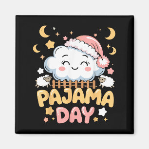 Teacher Pajama Day Shirt, Funny Cloud Sleever Scho Magnet