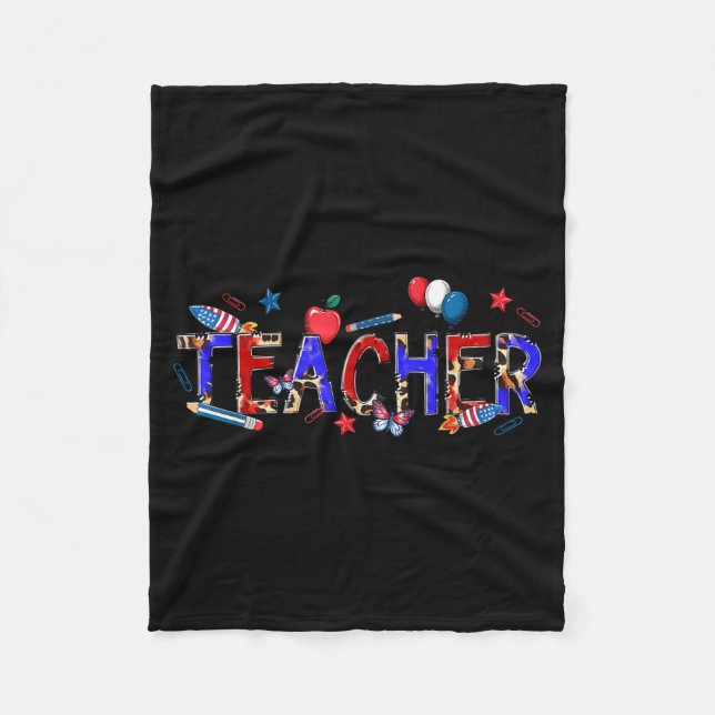 Teacher patriotic 1776 independence day  fleece blanket (Front)