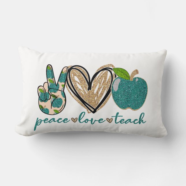 Teacher Peace & Love Lumbar Cushion (Front)