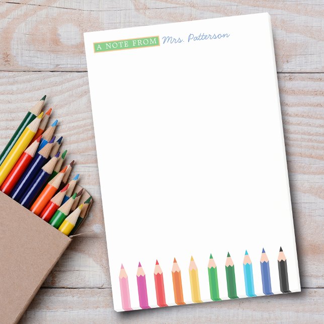 Teacher Personalised Colour Pencil Post It Notes (Creator Uploaded)