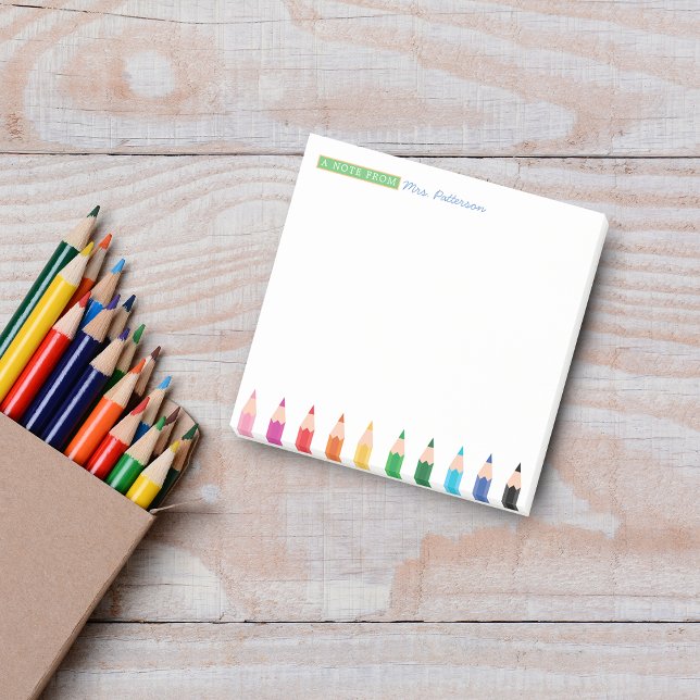 Teacher Personalised Colour Pencil Post It Notes (Creator Uploaded)