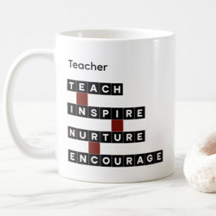 Teacher Personalised Name Values Black Tile Coffee Mug