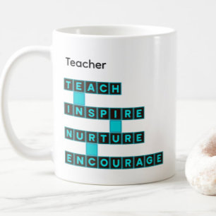 Teacher Personalised Name Values Teal Tile Coffee Mug
