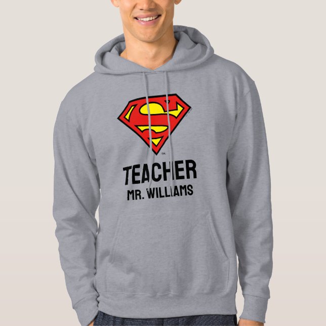 Teacher Personalised Superman Logo Hoodie (Front)