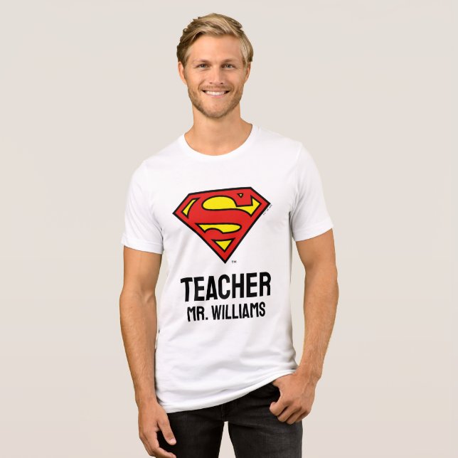Teacher Personalised Superman Logo Tri-Blend Shirt (Front Full)