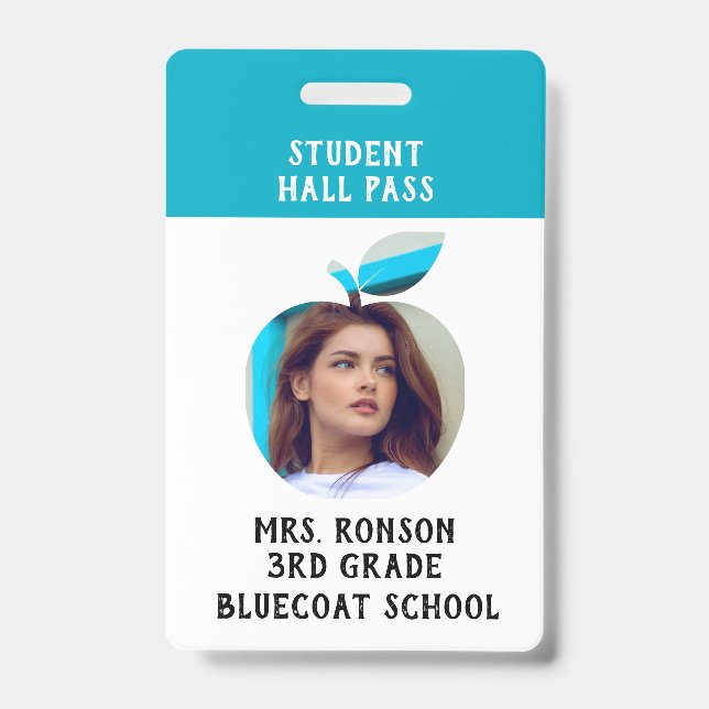 Teacher Photo Apple School  or student pass ID Badge (Front)