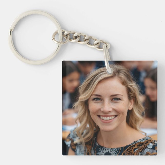 Teacher Photo Customize Personalize Key Ring (Front)