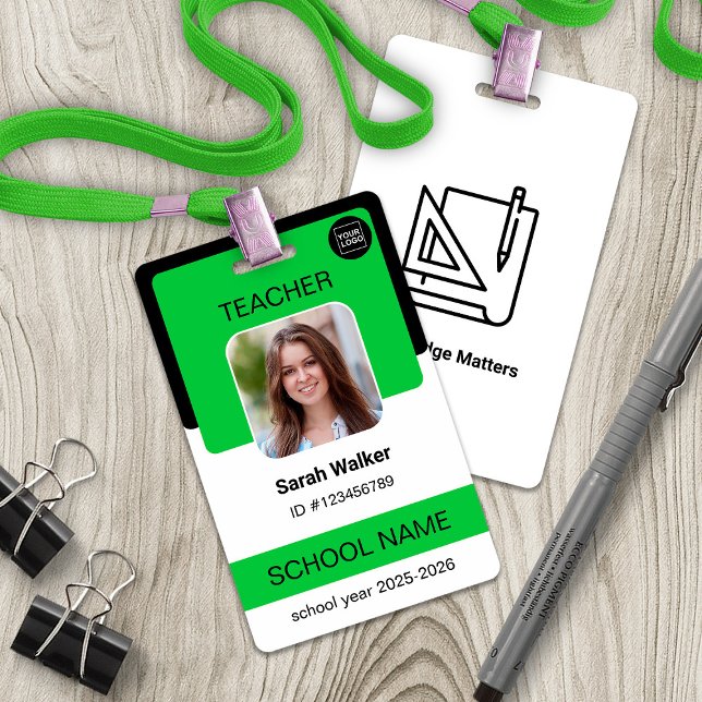 Teacher Photo ID Badge – School Staff - Green (Teacher Photo ID Badge – School Staff - Green)