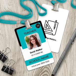 Teacher Photo ID Badge – School Staff - Light Blue