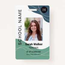 Teacher photo ID of an employee student blue-green