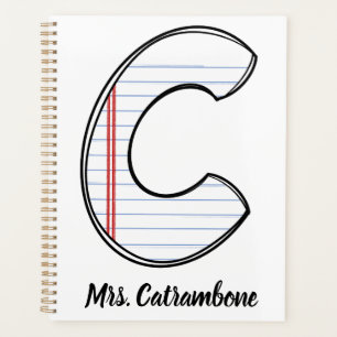 Teacher Planner with Notebook Paper Initial