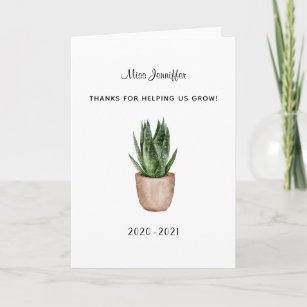 teacher plant lover thanks for helping us grow  card