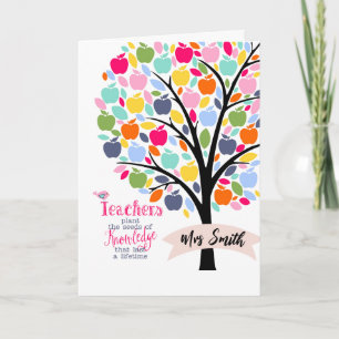 Teacher plant seeds apple Tree thank you gift Card