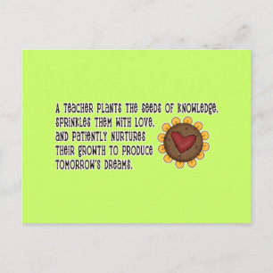 Teacher Plants Seeds Tshirts and Gifts Postcard