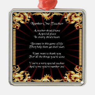 Teacher  Poem  -   Black Design Metal Tree Decoration
