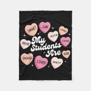 Teacher Positive Affirmations Valentine Candy Hear Fleece Blanket