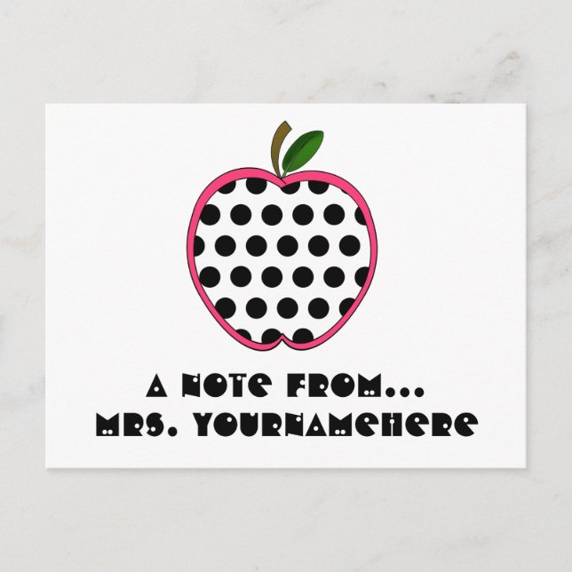 Teacher Postcard - Polka Dot Apple (Front)