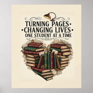 Teacher Poster Turning Pages Book Heart Art