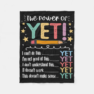 Teacher Power Of Yet Growth Mindset Inspirational  Fleece Blanket