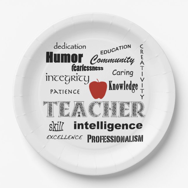 Teacher Pride+Red Apple Paper Plate (Front)