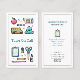 teacher private tutor white address business card