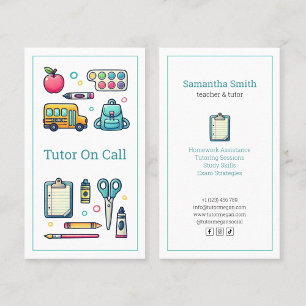 teacher private tutor white address business card